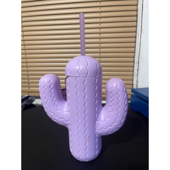 PINK SKY LOOKIN SHARP CACTUS CUP WITH STRAW LAVENDER 21 OZ FUN DRINKWARE NWT - Picture 3 of 8